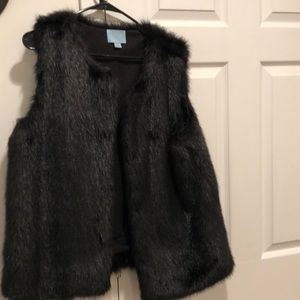 CeCe faux fur black vest